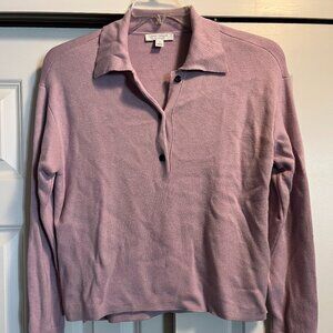 Ann Taylor Weekend Collared Sweater Lavender Women's Small super soft! XCOND